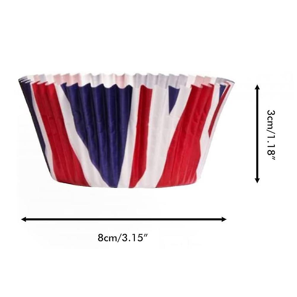 200Pcs Union Jack Mini Paper Baking Cups Cupcake Liners Cupcake Wrappers for Queen Platinum Jubilee Party Supplies Decorations