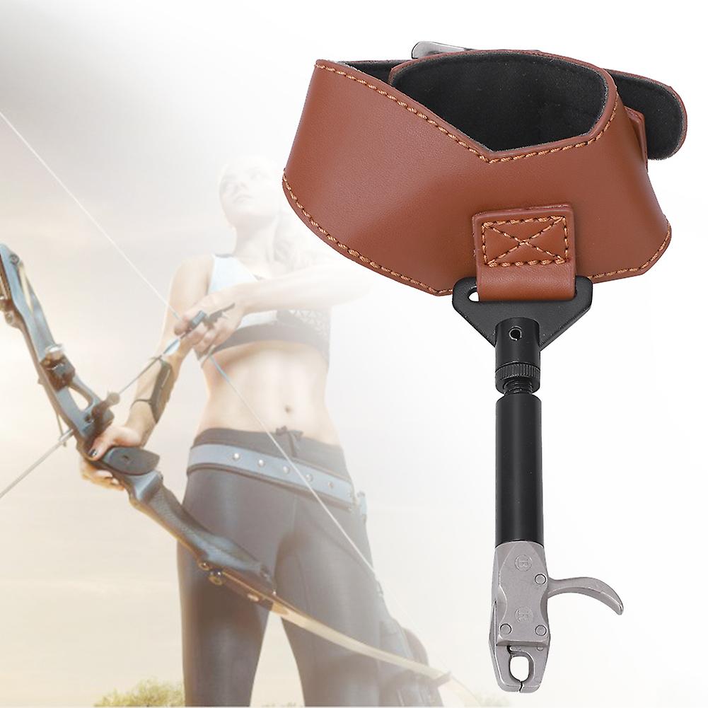 Artificial Cowhide Wrist Strap Adjustable Compound Bow Release Aid Tool Hunting Arrow Archery Accessory