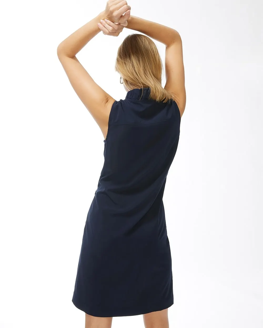 UPF Ruffle Neck Dress Classic Navy