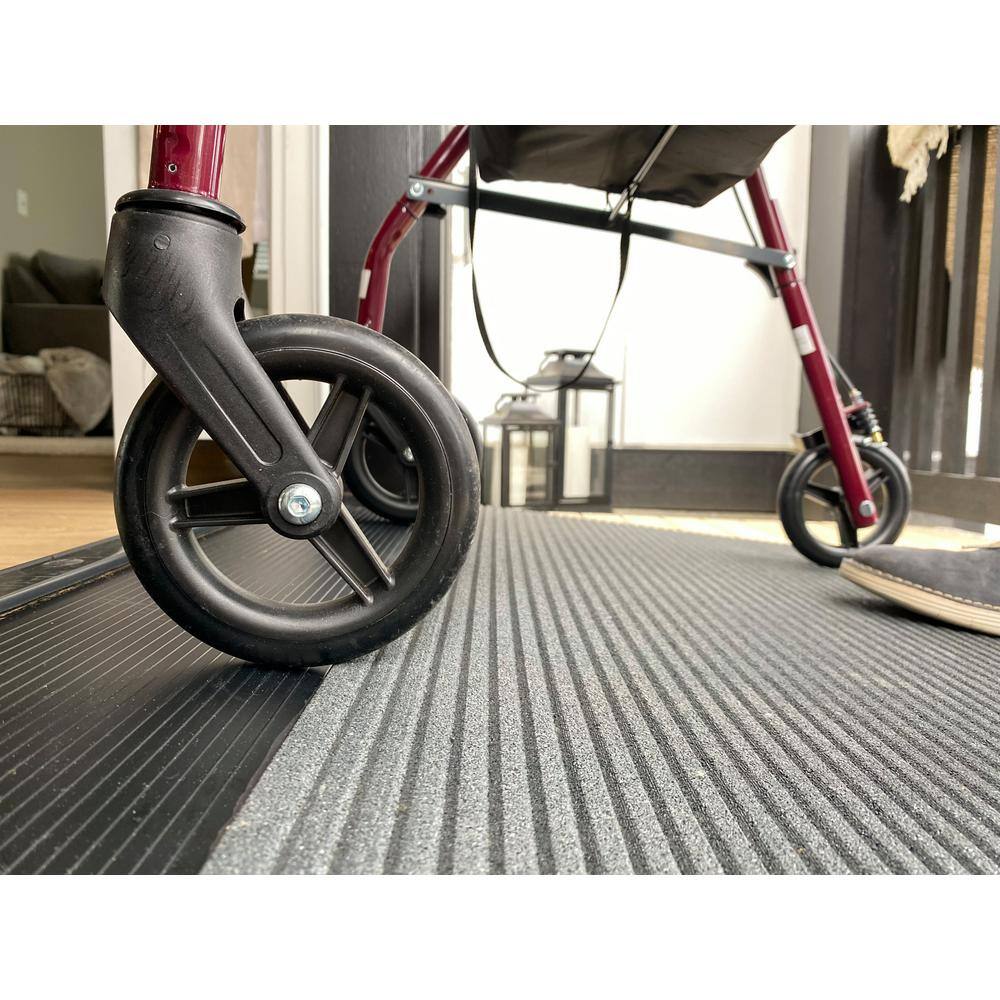 EZ-ACCESS TRANSITIONS 14 in. L x 40 in. W x 1.5 in. H Angled Entry Door Threshold Mat Grey Rubber TAEMGRY01 1.5