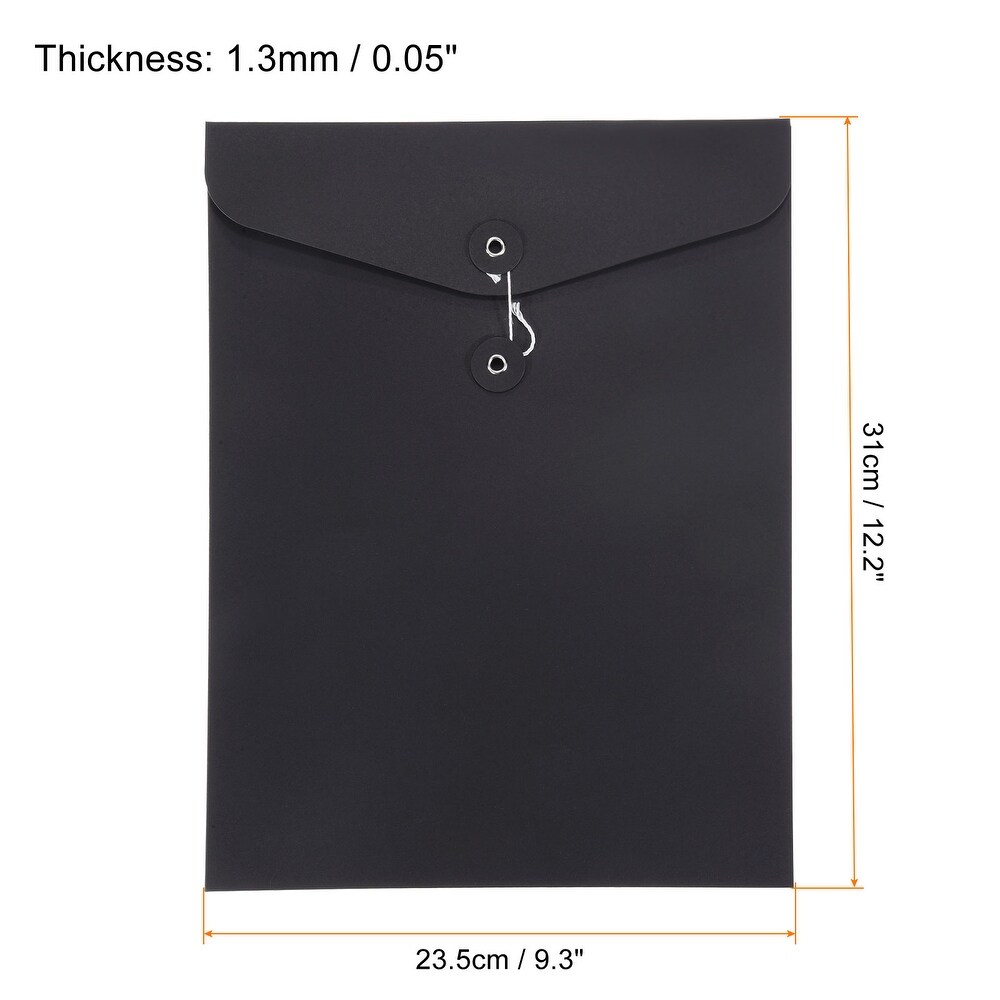 5pcs String Envelope File Folders  A4 Document Holder Filing Jacket  Black