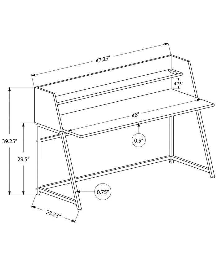 Monarch Specialties Desk with Small Hutch and 1 Shelf