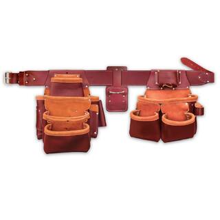 SITE GEAR SiteGear 16 in. 15-Pocket 4-Piece Leather Pro Framer's Combo Tool Belt in Brown 51-15089M