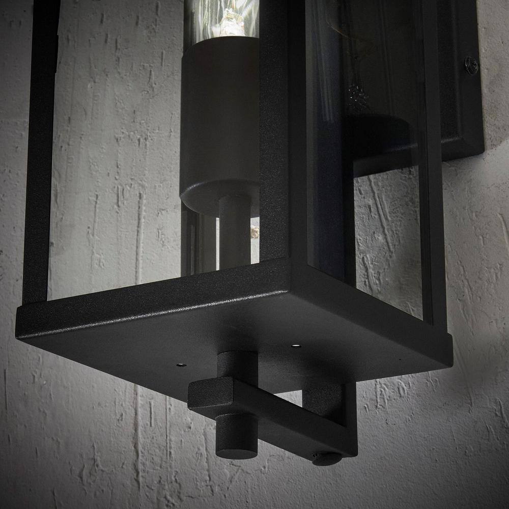 Hampton Bay Meadow Modern 1-Light Matte Black Hardwired Outdoor Large Rectangle Wall Lantern Sconce WWL-005-L-MB