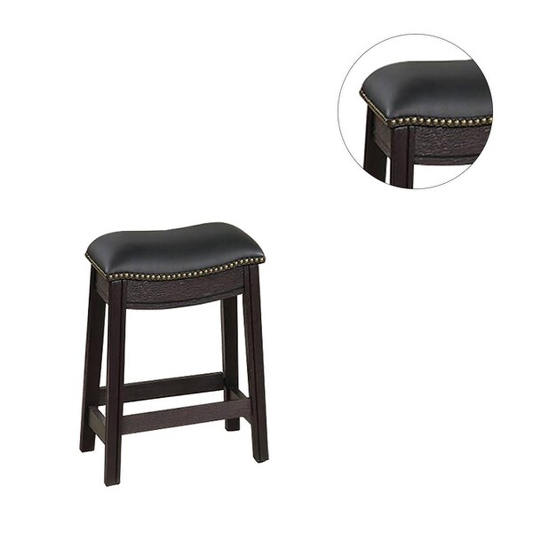 Black PU Upholstery Bar Stool， Set of 2