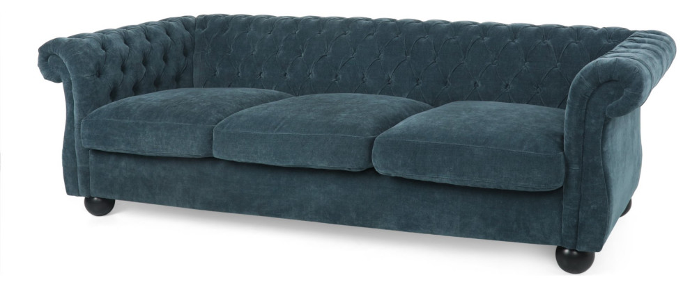 Chesterfield Sofa  Rolled Arms  ampDiamond Tufted Backrest   Traditional   Sofas   by Decorn  Houzz