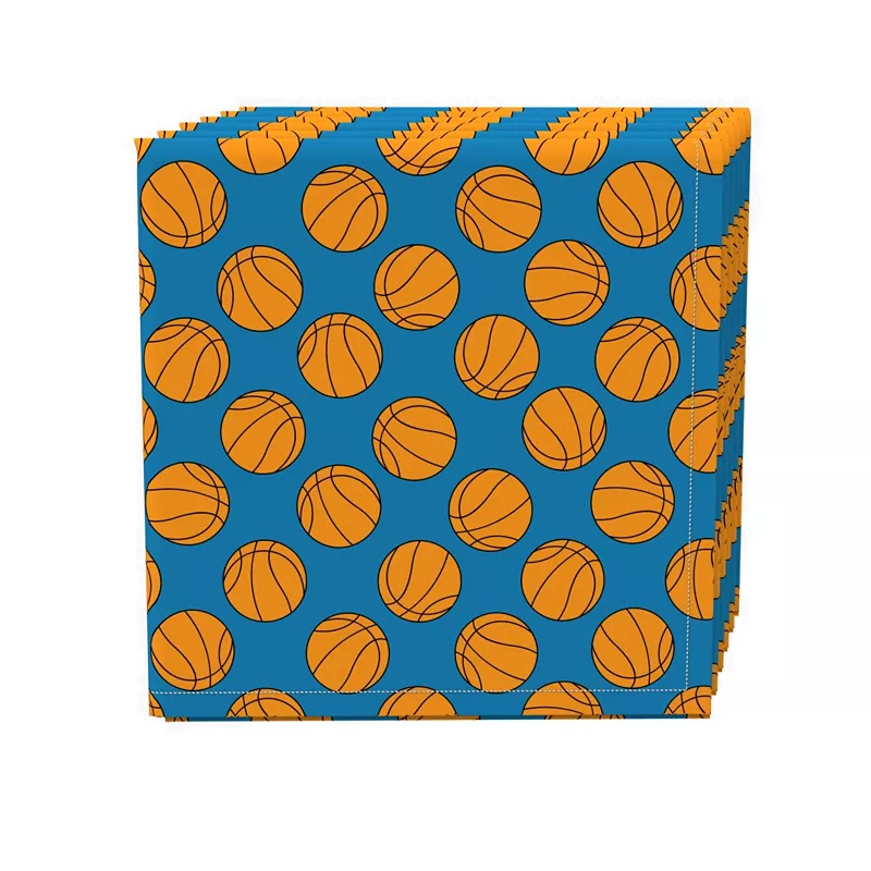 Napkin Set of 4， 100% Cotton， 20x20， Basketballs