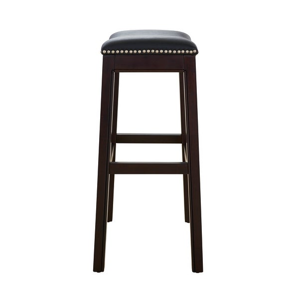 New Ridge Home Goods Julian Barstool with Black Faux Leather Seat