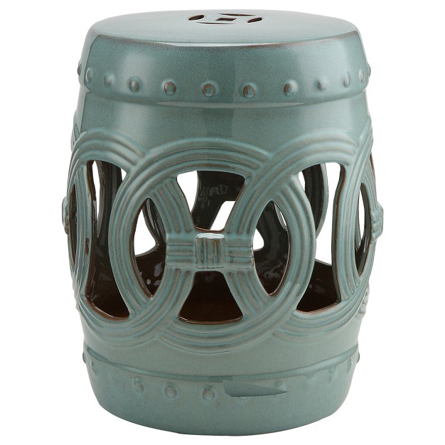 X 17 quot Ceramic Side Table Garden Stool With Knotted Ring Design amp Glazed Strong Materials