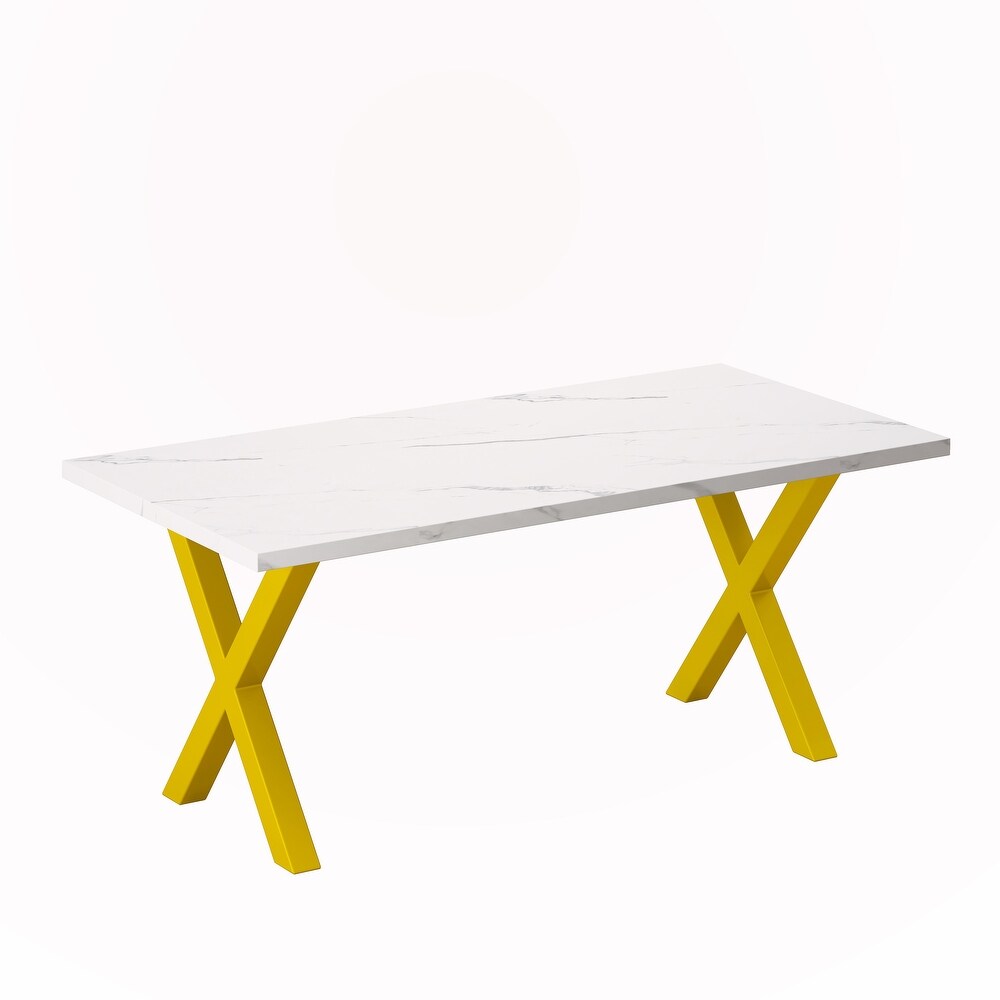 Square Dining Table with Printed Marble