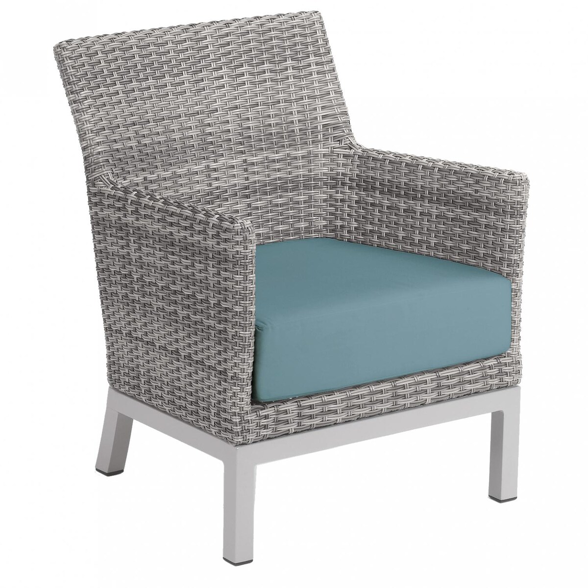 Argento 3 Piece Wicker Patio Conversation Set W/ Lite-Core Ash Coffee Table and Ice Blue Cushions By Oxford Garden