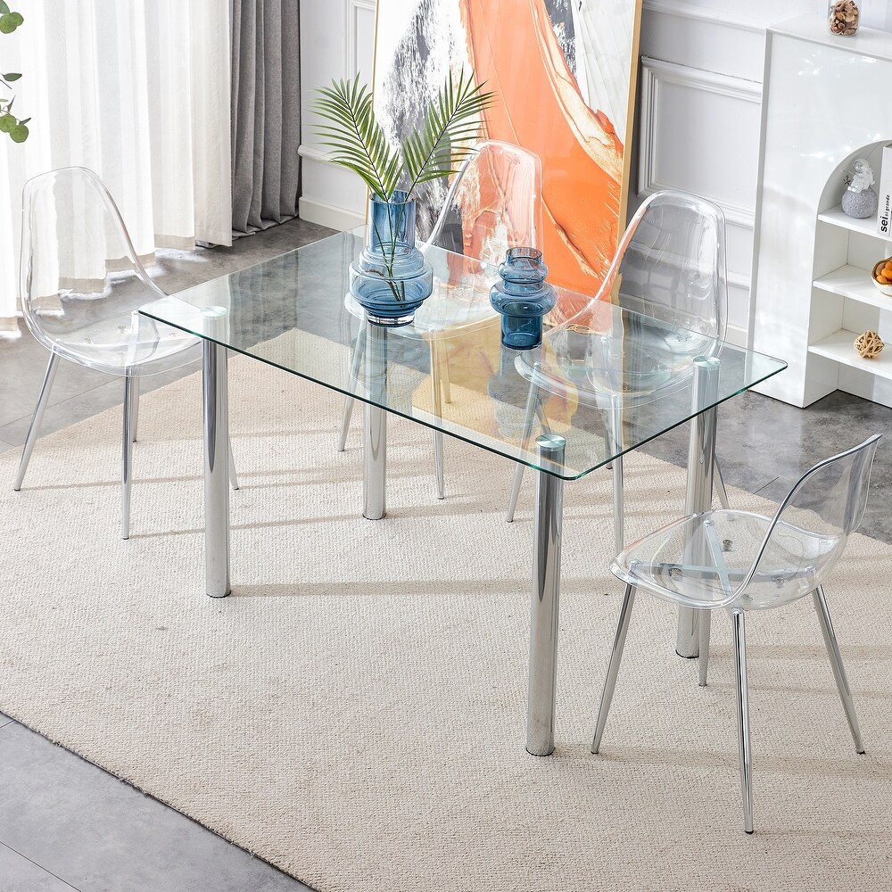 Modern minimalist glass dining table