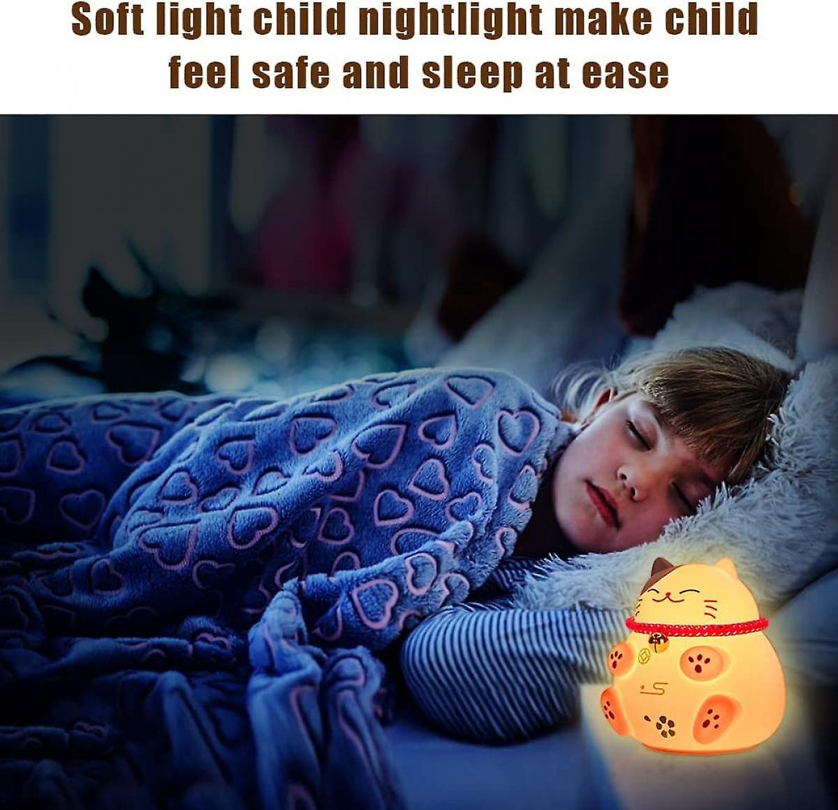 Cute Usb Bedside Lamp For Children Portable Lucky Cat Silicone Bedside Led Baby Night Light Rechargeable Breastfeeding Light Pat-control Lights