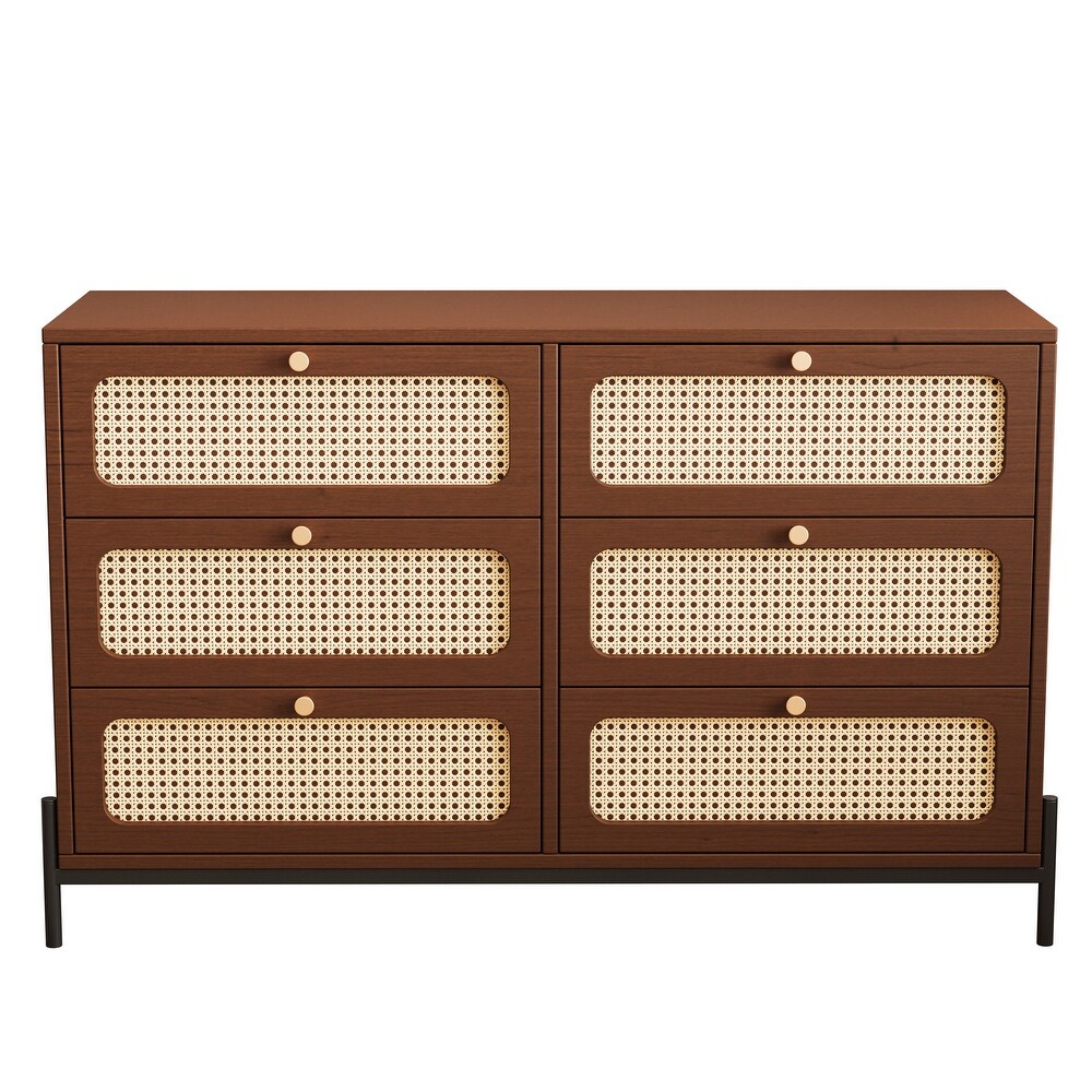 Modern Rattan Wood Storage Cabinet for Living Room