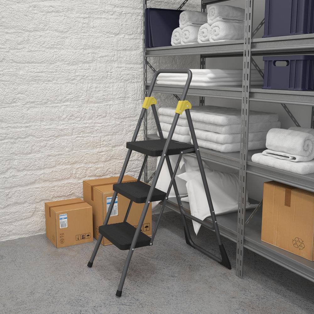 Cosco 3-Step Commercial Steel Folding Step Stool with 300 lb. Load Capacity Type 1A Duty Rating 11839GGO