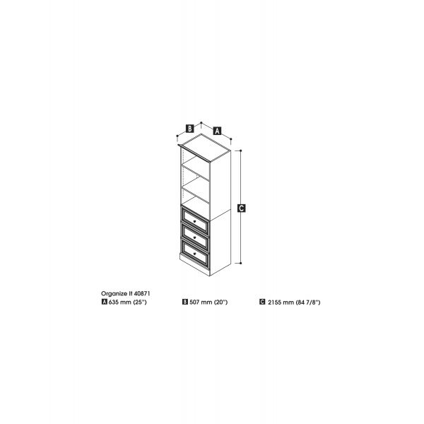 Bestar Versatile by Bestar 25'' Storage Unit with 3-Drawer set Unit in White