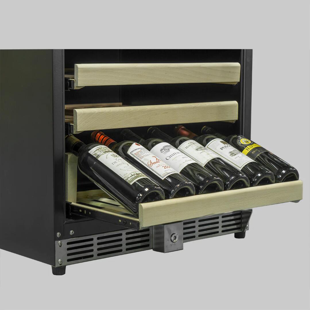 KingsBottle KBU50WXFGLHH 24 Inch Black Wine Cooler