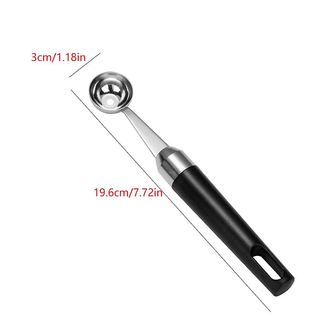 Fruit Ice Cream Ball Spoon Stainless Steel Watermelon Scoop Fruit Ice Cream Ball Maker， Black