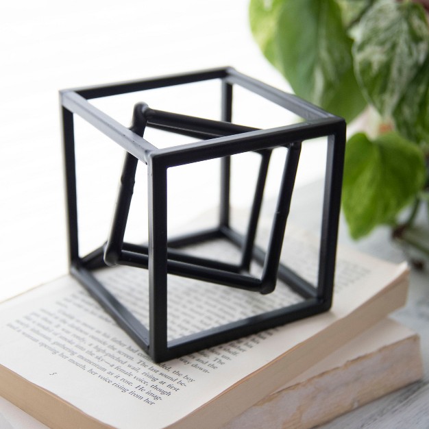 Black Modern Cube Metal Decorative Sculpture Foreside Home amp Garden