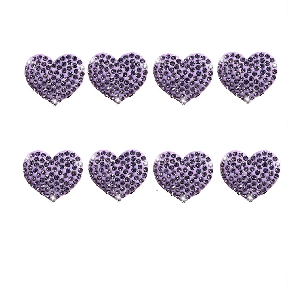 8pcs Bling Heart-shaped Air Vent Clips Charm Crystal Air Freshener Rhinestone Essential Oil Perfume Diffuser Clip Car Accessory Auto Interior Decor Re