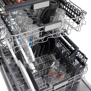 ZLINE Kitchen and Bath Autograph Edition 24 in. Top Control 6-Cycle Tall Tub Dishwasher w 3rd Rack in Black Stainless Steel  Gold DWMTZ-BS-24-G