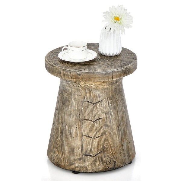 Weather Resident Rock End Table with Wood Grain for Living Room