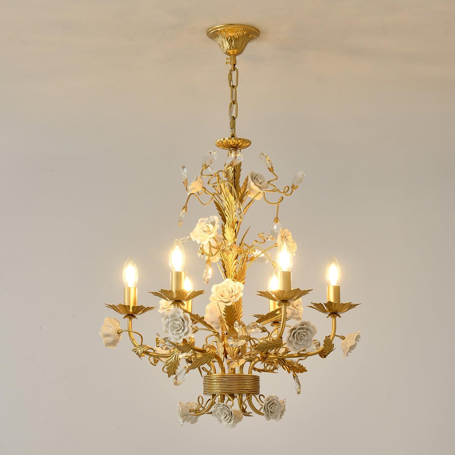 White Rose Crystal Chandelier