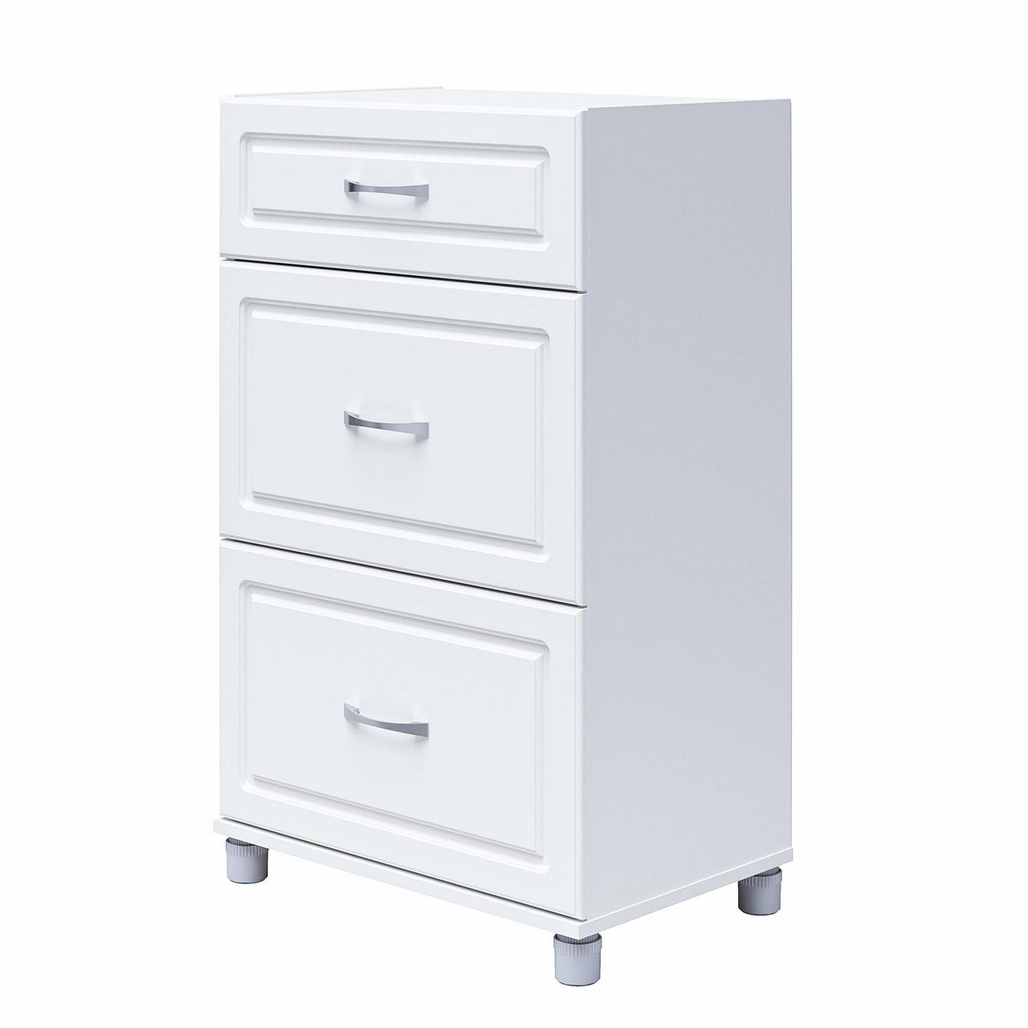 Systembuild Evolution Kendall 24 3 Drawer Base Garage Storage Cabinet， White