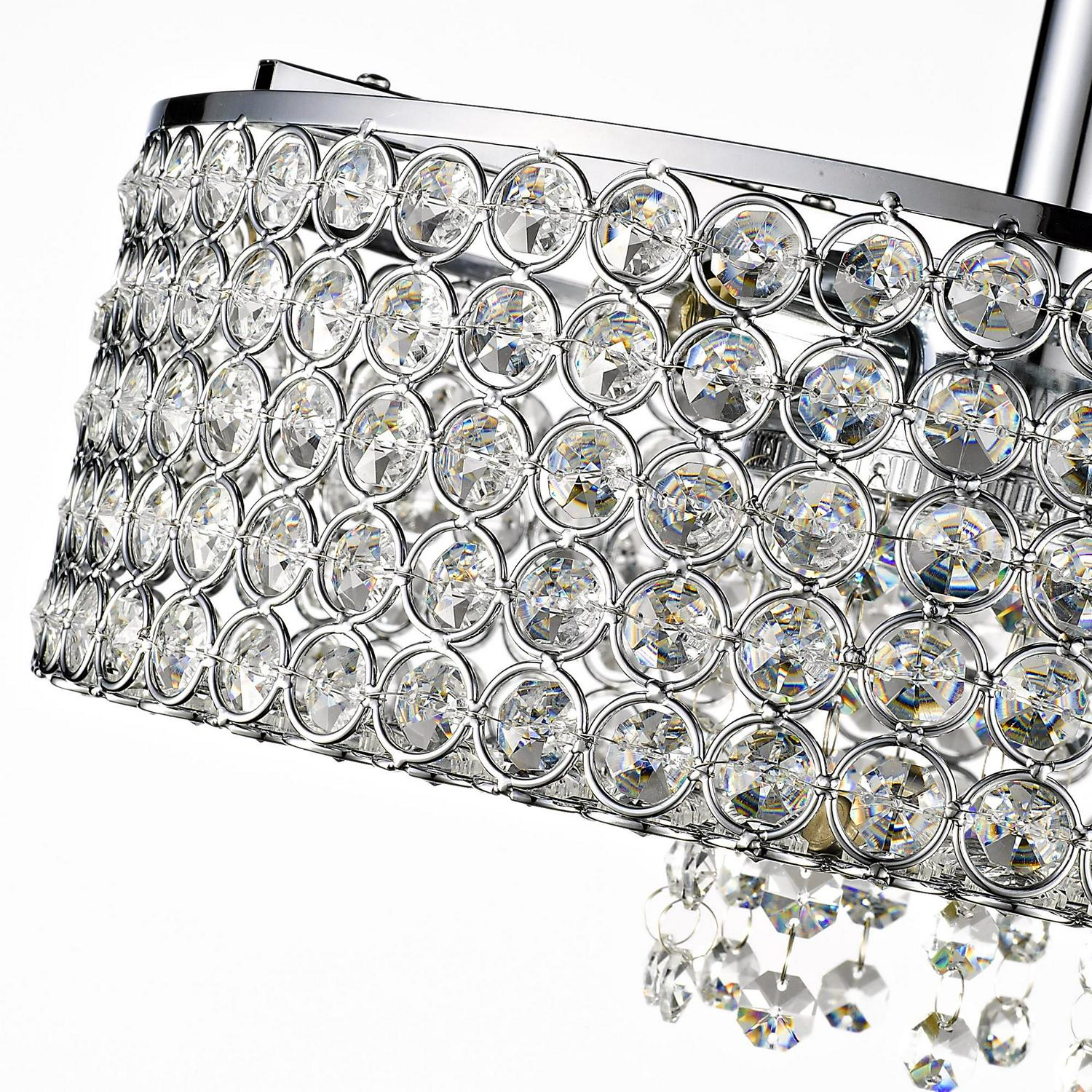 Ove Decors Monaco Crystal 5-Light Semi Flush Mount Chandelier， Chrome