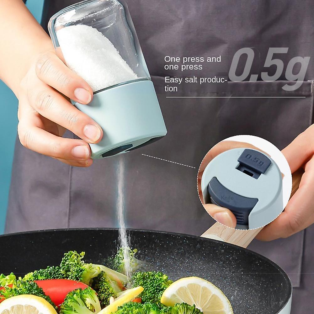 Salt Shaker Push-type Salt Quantitative Control Kitchen Metering Salt Seasoning Bottle Moistureproof Shaker Glass Seale P8n7