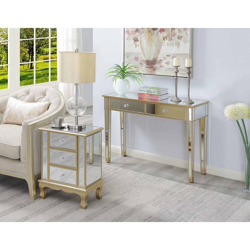 Convenience Concepts Gold Coast Vineyard 3 Drawer Mirrored End Table