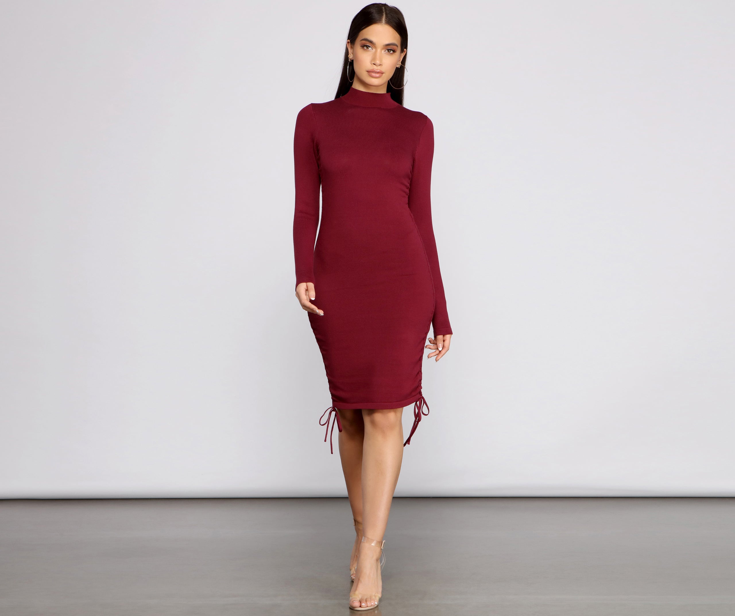 Keeping Knit Real Ruched Mini Dress