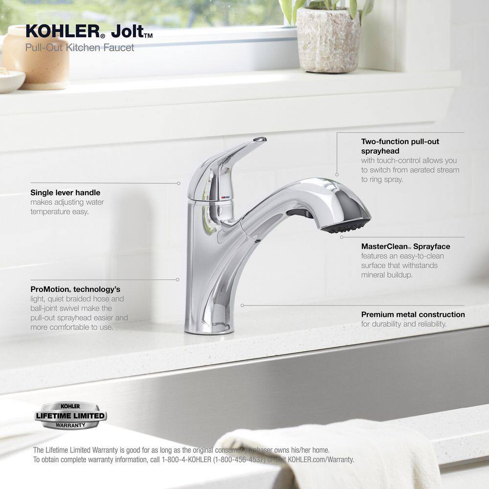 KOHLER Jolt Single Handle Standard Kitchen Faucet in Vibrant Stainless 30612-VS