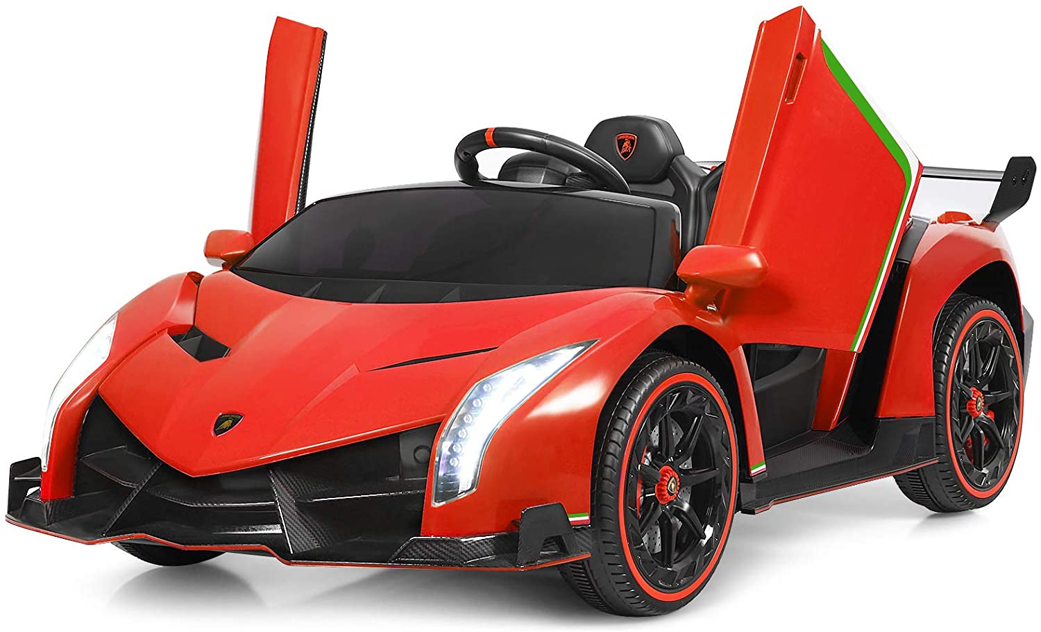 Costzon 2-Seater Ride on Car, Licensed Lamborghini Poison, 12V Battery Powered Car w/ 2.4G Remote Control