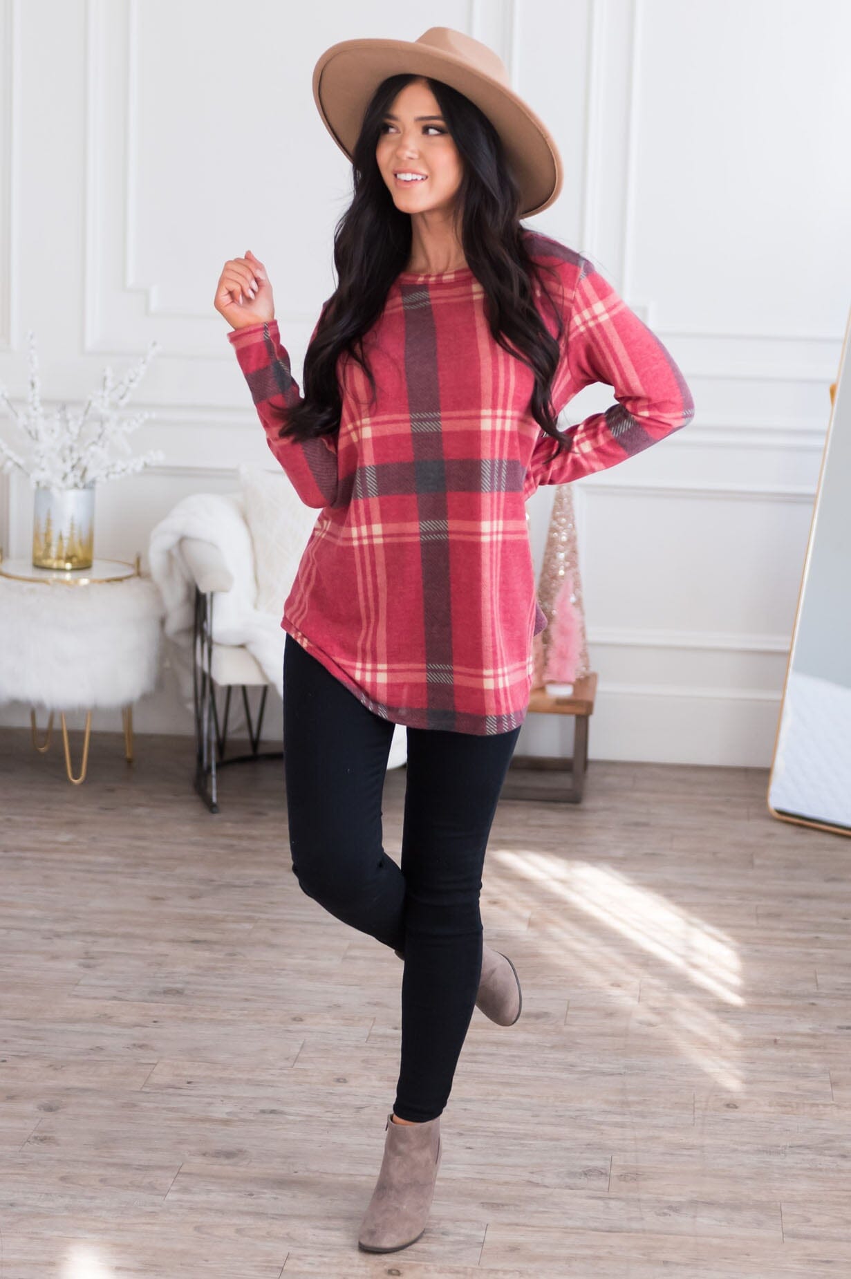 You Had Me At Plaid Modest Top