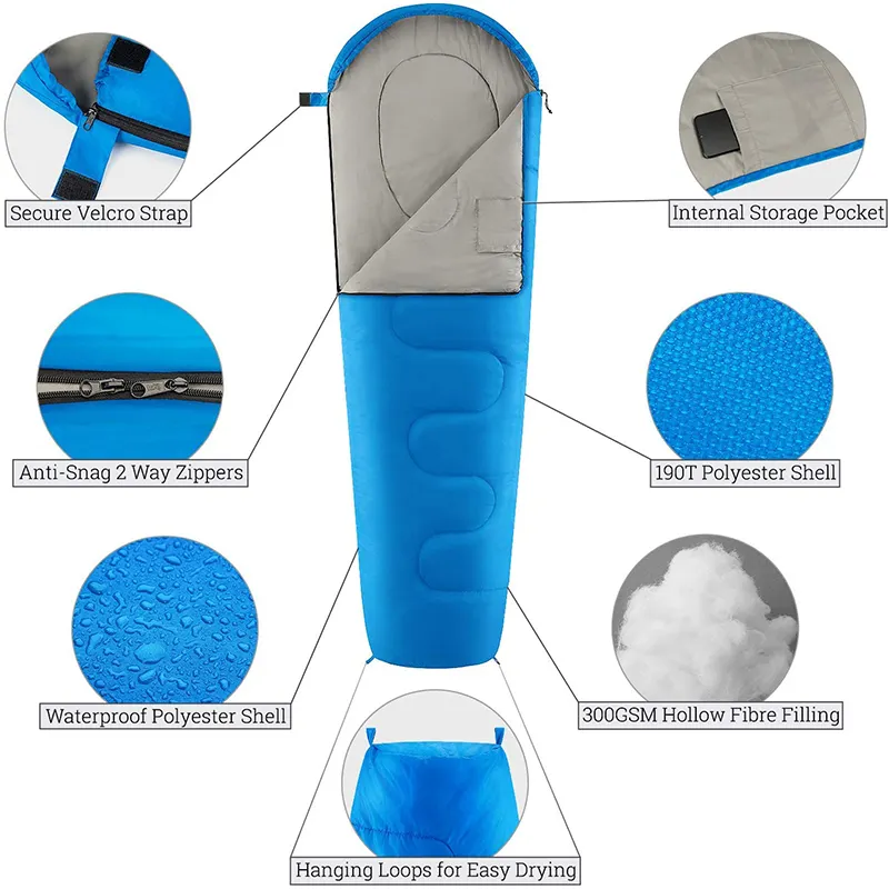 Customized Wholesale Cold Weather Adult Outdoor Lightweight Portable Sleeping Bag Mummy