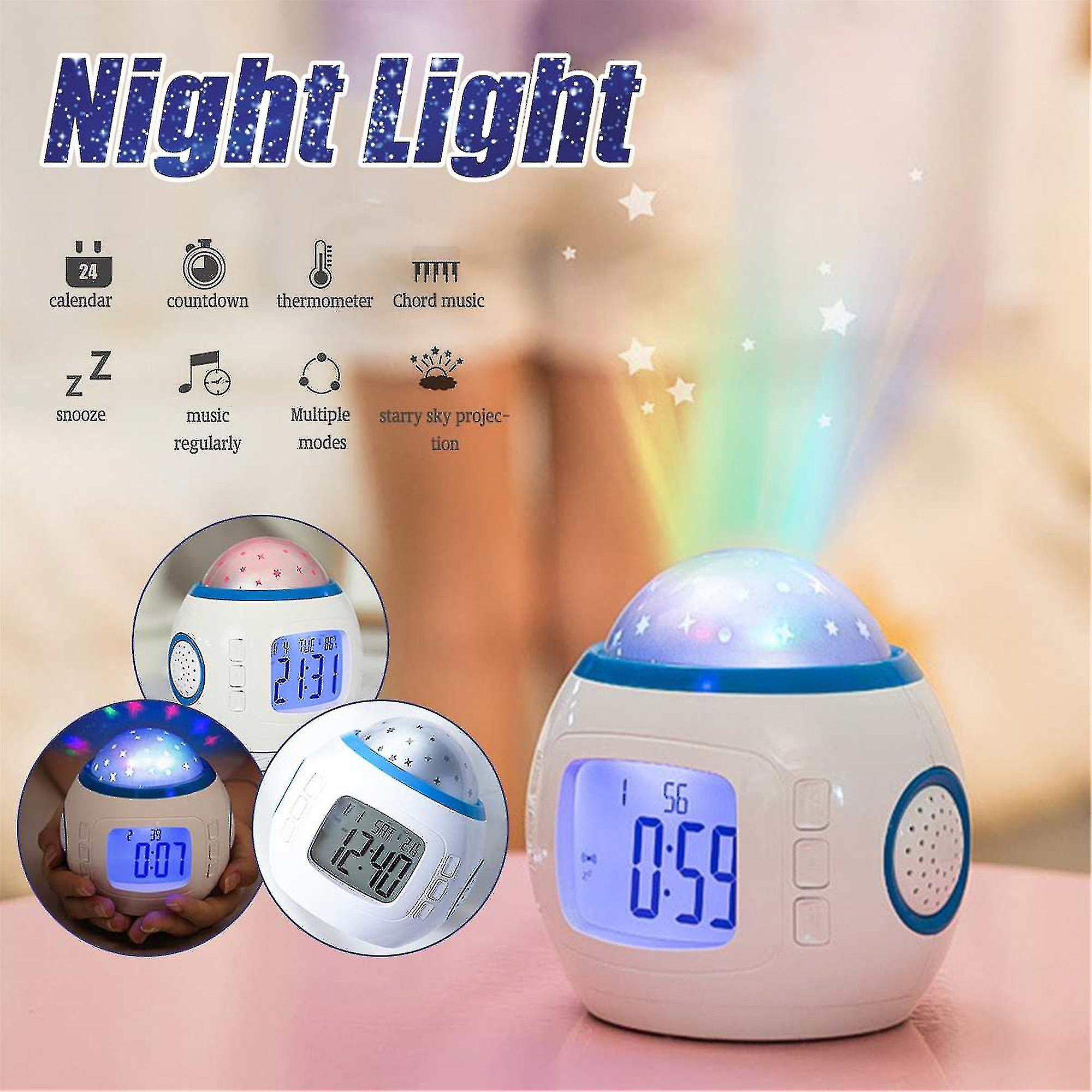 Starry Sky Projection Alarm Clock Birthday Gift Toy Children Sleep Alarm Clock Small Night Color Light