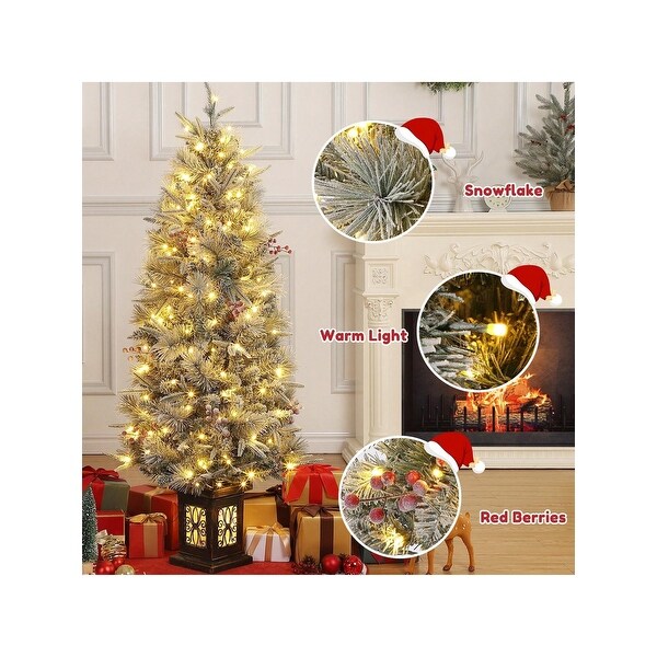 4.5 FT PreLit Artificial Spruce Entrance Trees，with 200 LEDs Lights