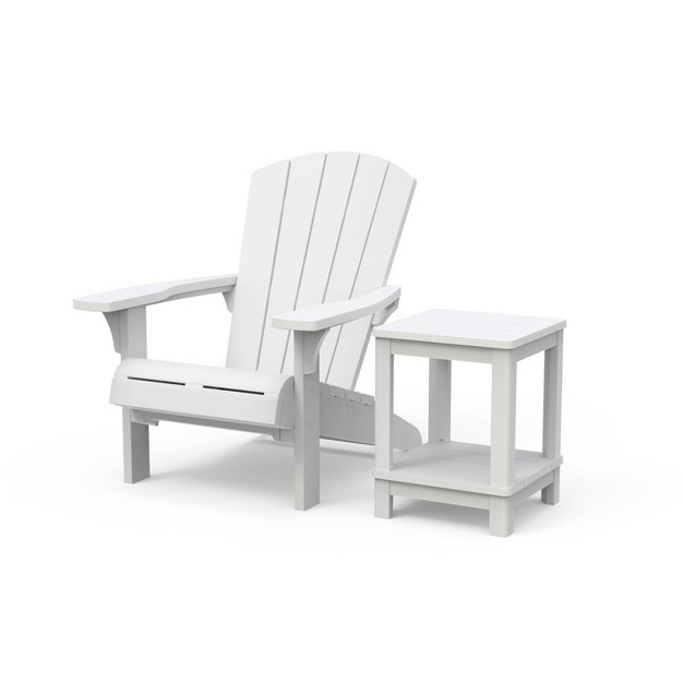 Outdoor Adirondack 2 Tier Side Table White Keter