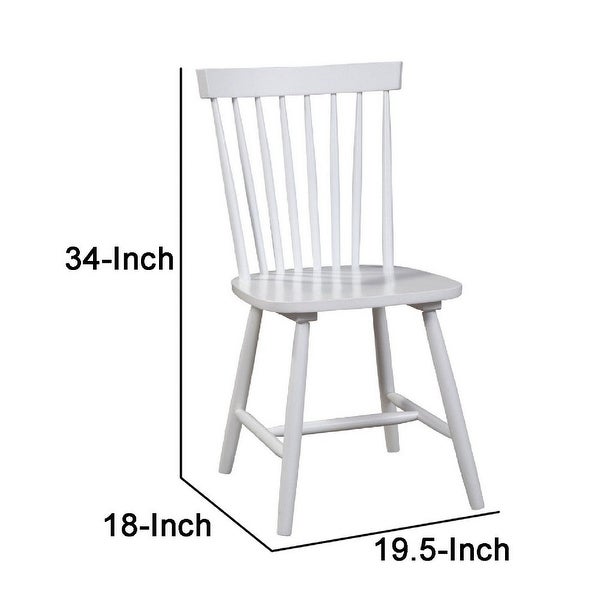 Ray 18 Inch Dining Side Chair， Rubberwood， Windsor Back， Set of 2， Black - 19.5 L x 18 W x 34 H