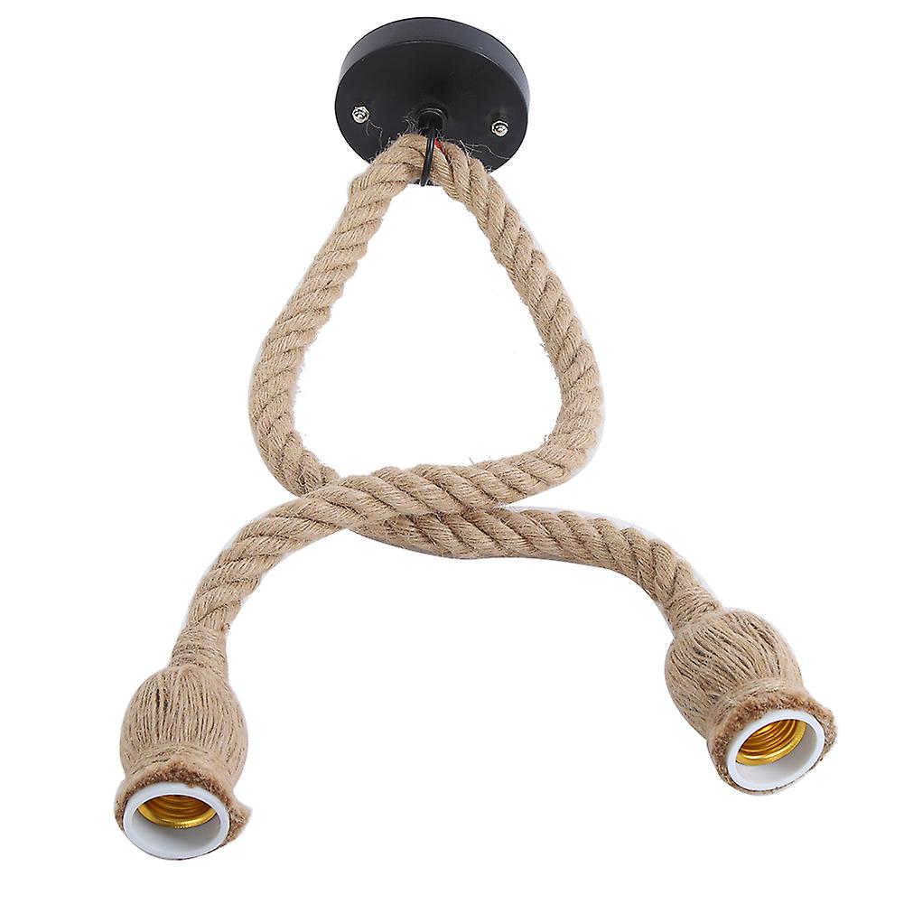 E27 Lamp Base 1.5m Hemp Rope Electric Wire DIY Pendant Decorative Bulb Holder (two bulb holder)