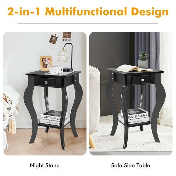 End Side Table with Drawer and Bottom Shelf - 15