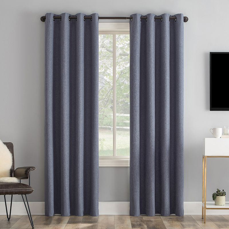 Sun Zero Tresello 100% Blackout Tonal Textured Draft Shield Fleece Insulated Grommet Window Curtain