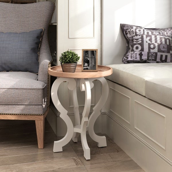 COZAYH 2-Pieces Rustic Farmhouse Tray Top End Table