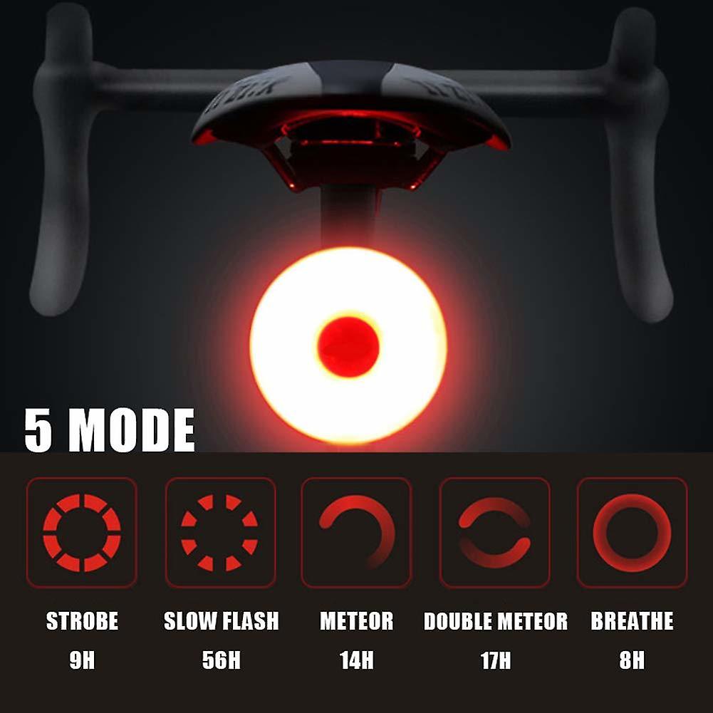 Bike Tail Light， USB Rechargeable Rear Bike Light， Red High Intensity Bicycle Taillight，5 Lighting Modes（grey）