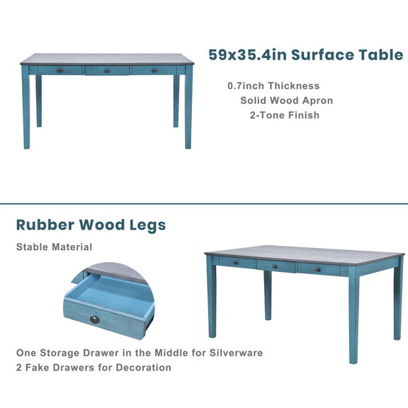 TOPMAX Mid Century 6 Piece Wood Dining Table Set  ...