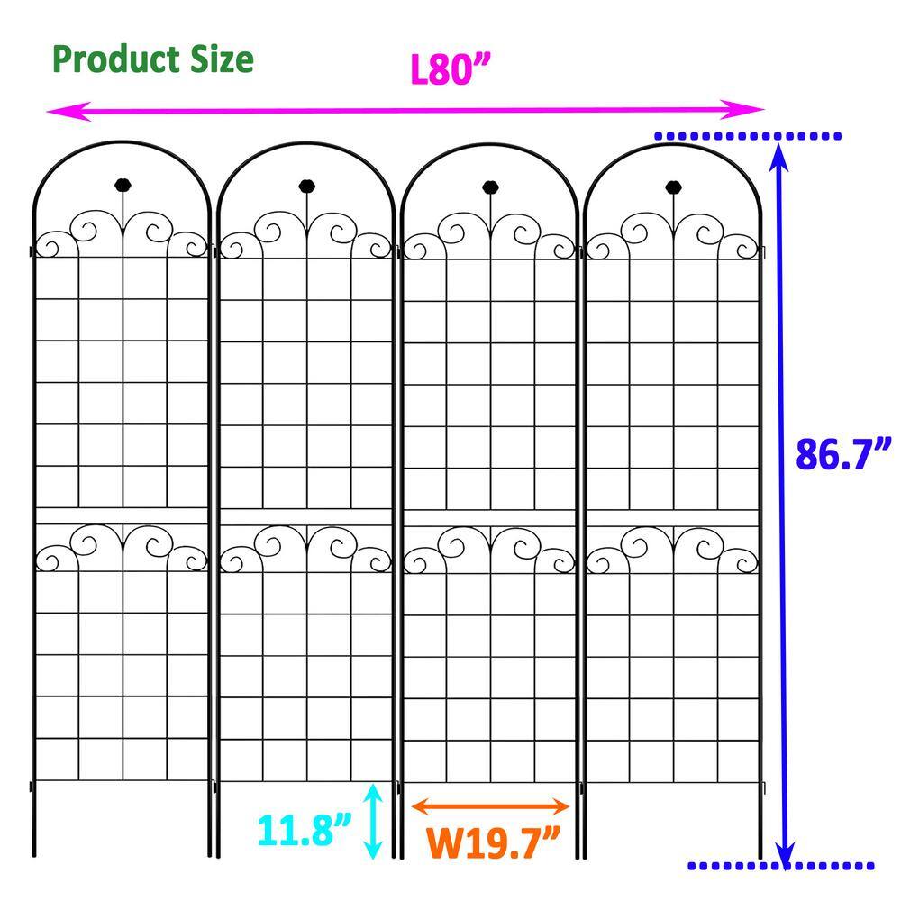 Zeus  Ruta 86 .7'' Black 4 Pack Metal Garden Trellis for Climbing Plants Outdoor LH-999