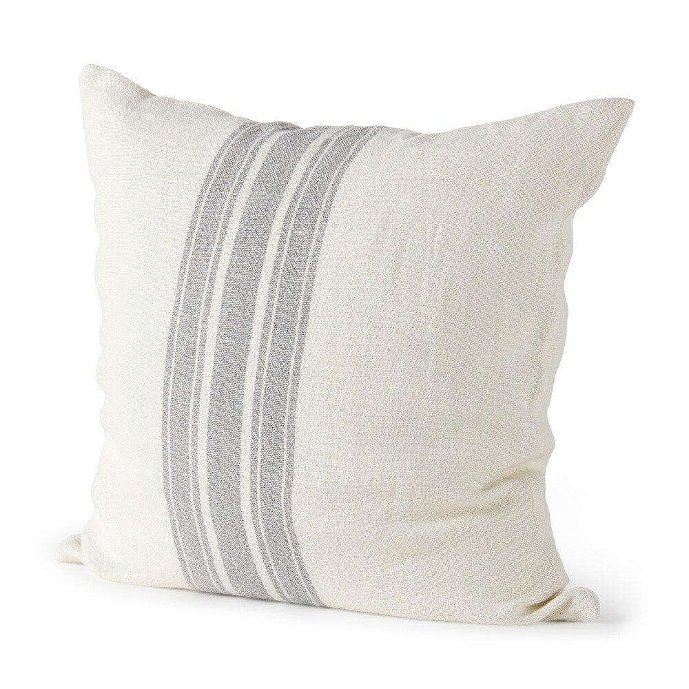 Patrice Cream w/ Gray Stripes Decorative Pillow Cover