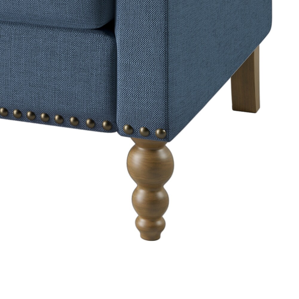 Linen Armchair Accent Chair  Single Sofa Couch with Bronze Nailhead Trim