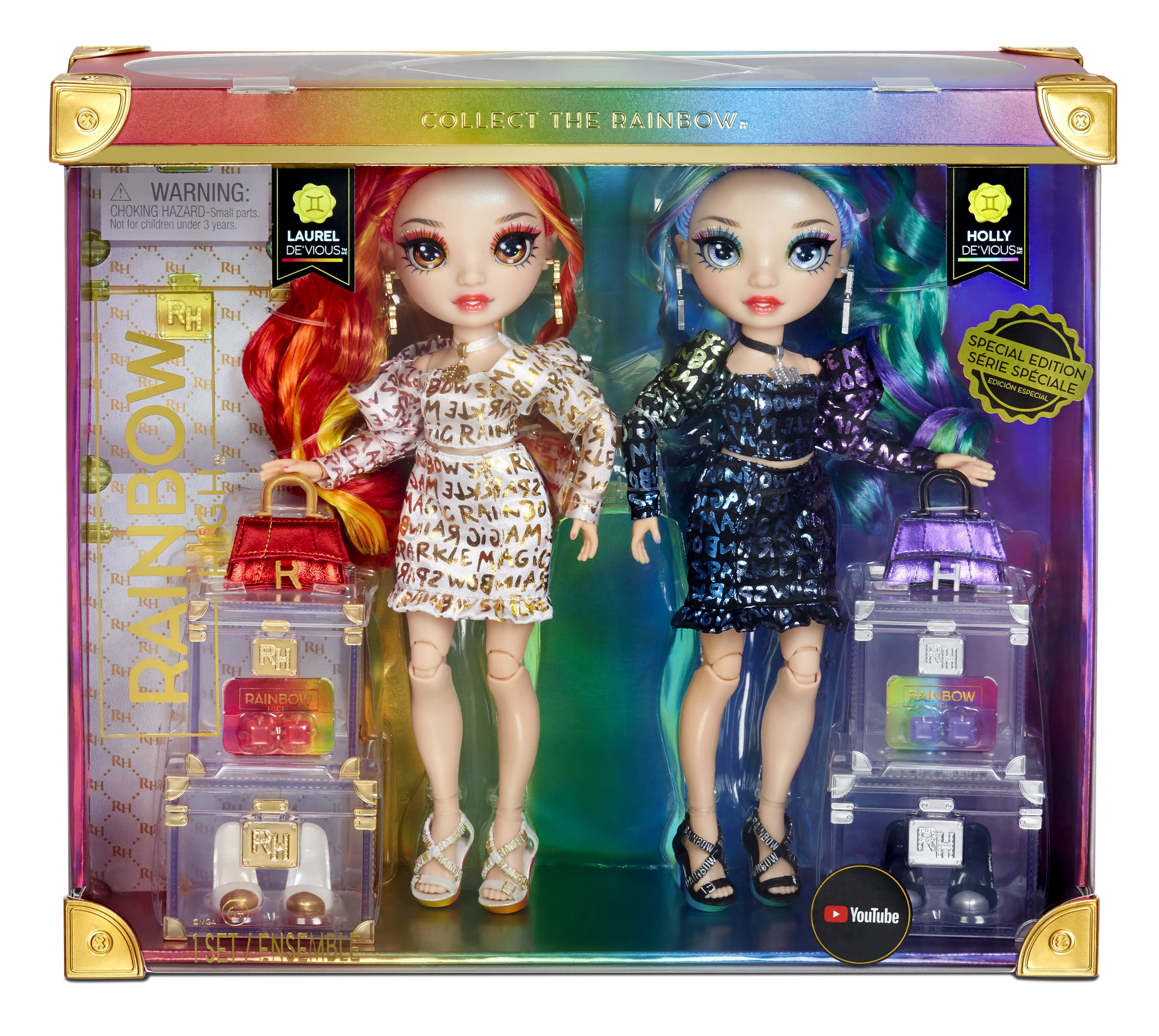 Rainbow High, Special Edition Twin (2-Pack) Fashion Dolls, Laurel & Holly De'Vious